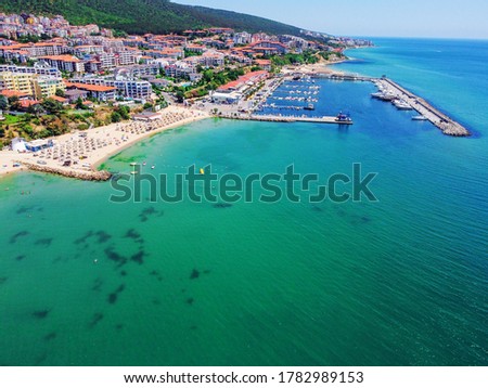 Aerial photography. Panoramic view of the sea port of Sveti Vlas in Bulgaria