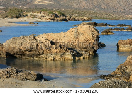 Beach summer landscape elafonisi crete greece covid-19 season holidays background modern high quality print