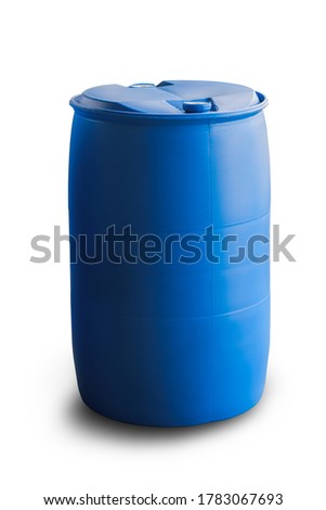 Plastic drum with blue color isolated on white background Royalty-Free Stock Photo #1783067693