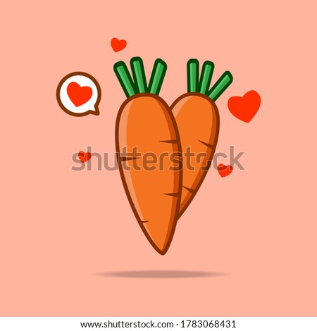 cute carrot cartoon . the illustration fresh fruit with love