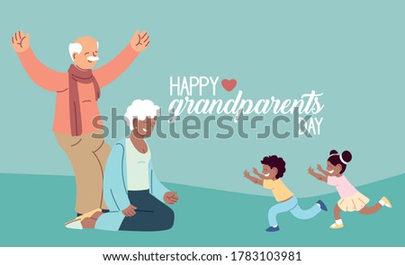 Grandmother and grandfather with grandchildren of happy grandparents day design, Old woman and man theme Vector illustration
