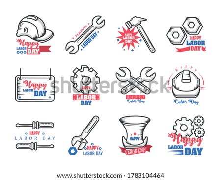 set of icons of the labor day vector illustration design
