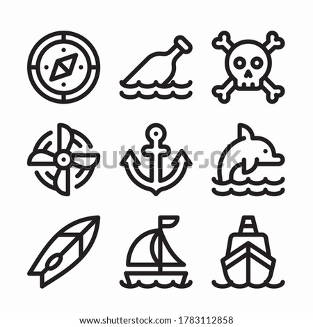 Simple Set Nautical Sailor Vector line Icons. Line with Editable stroke
