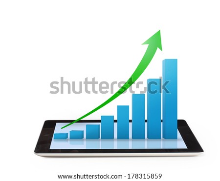 computer tablet showing a spreadsheet with some charts