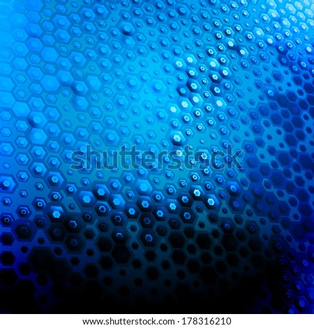 Abstract hexagon background for your technology artwork. Vector illustration. Blue. Perspective