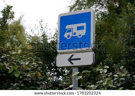 parking sign area for motorhome signage with blue roadsign panel