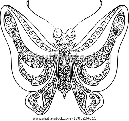 black and white vector image of butterfly print