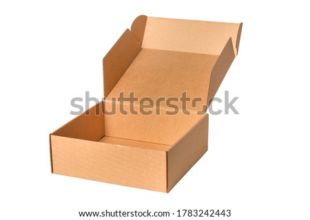 Brown cardboard carton box, isolated Royalty-Free Stock Photo #1783242443