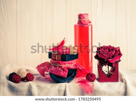 Set of colorful  plastic bottles with shampoo, soaps and gel shower.
Composition with plastic bottles of body care.