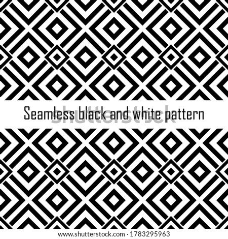 Seamless black and white pattern. Square print 9. Vector endlessly repeating print. Textile, fabric and wallpaper ornament