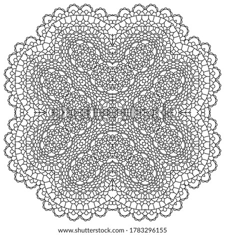 Mandala. Round Ornament Pattern. Vintage black and white decorative elements. Hand drawn background. Islam, Arabic, Indian, ottoman motifs.