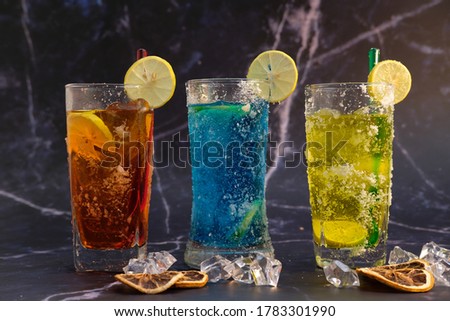 cocktail and mocktail on table background and space