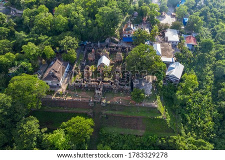 Chiso temple at Takeo Province, Cambodia shot by aerial 