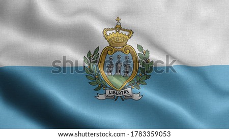 Close up waving flag of San Marino