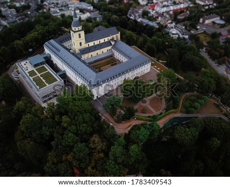 aerial shot of "Michaelsberg" in Siegburg, Germany. Royalty-Free Stock Photo #1783409543