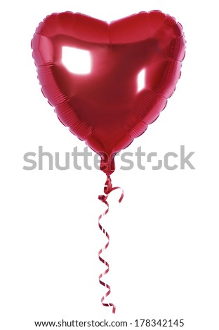 foil balloon of Bright red heart  Royalty-Free Stock Photo #178342145