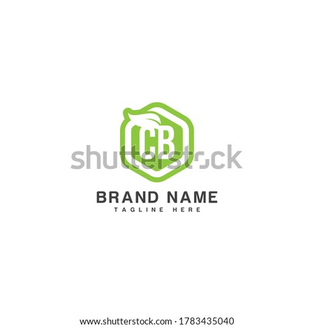 Initial letter CB eco leaf logo icon design template elements