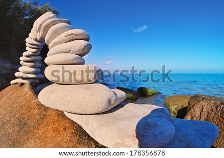Compound of stones on the sea beach