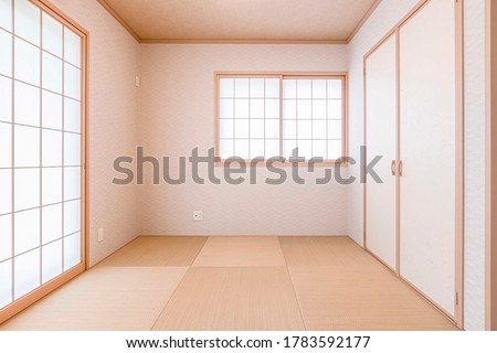 Empty Japanese-style bedroom in new Japanese house Royalty-Free Stock Photo #1783592177
