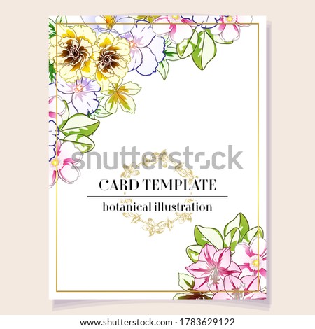 Vintage delicate greeting invitation card template design with flowers for wedding, marriage, bridal, birthday, Valentine's day.