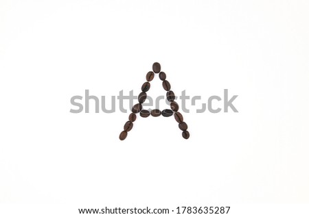 Coffee Benas Letter A on White Background