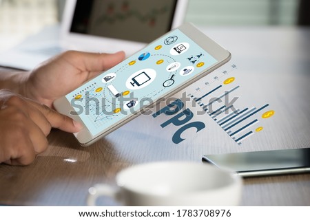PPC - Pay Per Click concept Businessman working concept ppc Royalty-Free Stock Photo #1783708976