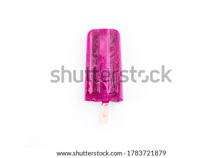 Dragon fruit ice lolly isolated on a white background