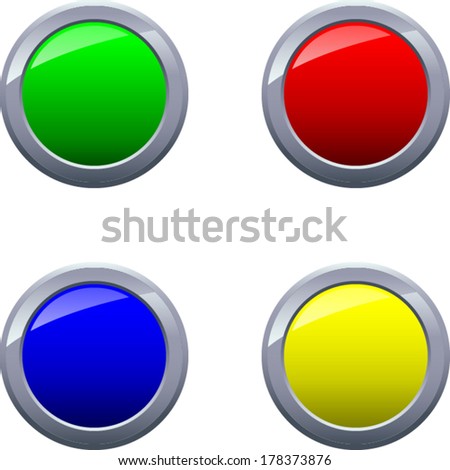 Round Shiny Glossy Framed Buttons Vector Drawing - EPS10