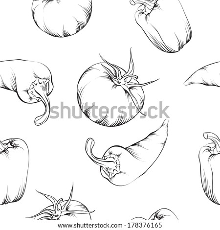 Vegetable pattern isolated. Vector illustration.