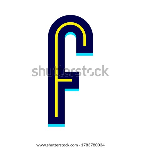 Font name Disco line, Trendy alphabet, modern letter F