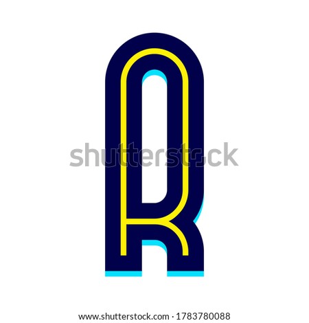 Font name Disco line, Trendy alphabet, modern letter R