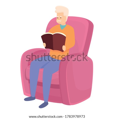 Reading old man icon. Cartoon of reading old man vector icon for web design isolated on white background