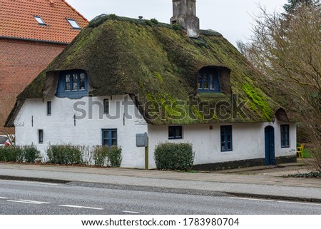 old apartment building, thatched roof. Housing in Europe
