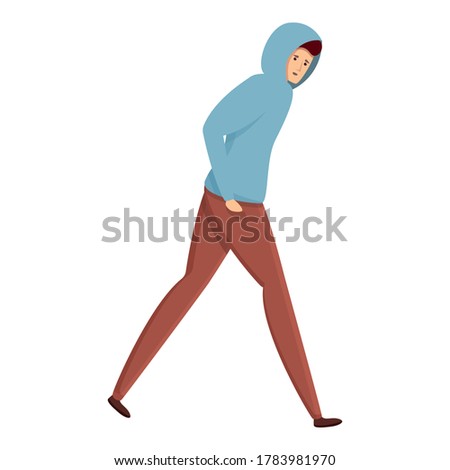 Walking sad teen icon. Cartoon of walking sad teen vector icon for web design isolated on white background