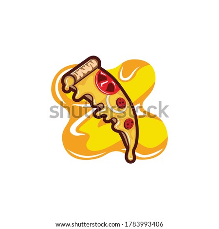 A piece of pepperoni pizza. Vector illustration of clip art with simple transparency. All in one layer, it looks like fresh food.