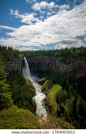Helmcken Falls Waterfall on the Murtle River within Wells Gray Provincial Park in British Columbia, Canada. Stunning long exposure photography