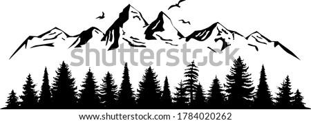 Mountain Forest Tree Landscape Silhouette Vector
