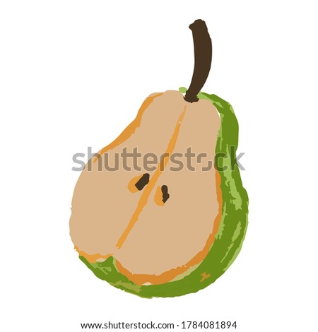 Isolated simple colorful pear in doodle style. Vector illustration
