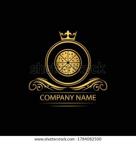 pizza  logo template luxury royal vector company  decorative emblem with crown  