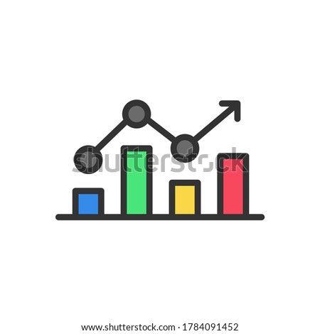 Graph icon or logo in modern line. Line chart icon. Color vector icon.