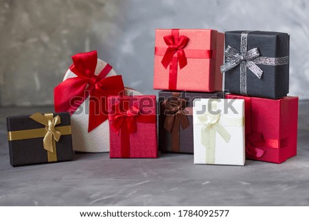 gift box. Many boxes for congratulations. Birthday gift. Valentine gift. A Christmas gift. Copyspace