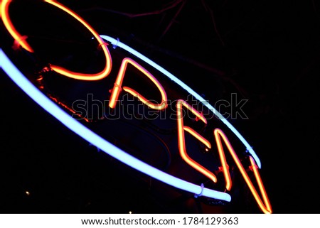 Open Neon Sign at night
