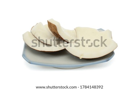 sliced Coconut. Isolated on white background