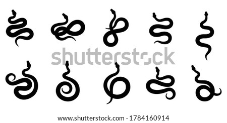 Set of snake silhouette vector on white background