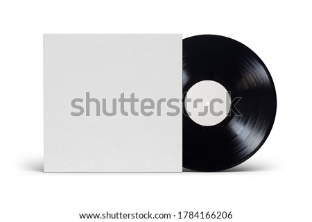12-inch vinyl LP record in blank cardboard cover isolated on white background. Mock up template  Royalty-Free Stock Photo #1784166206