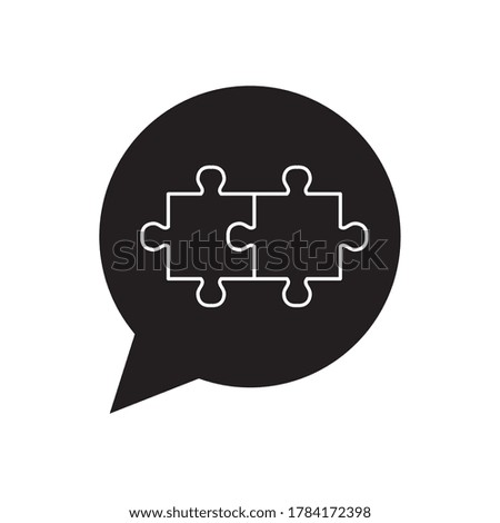 speech bubble with jigsaw pieces icon over white background, silhouette style, vector illustration
