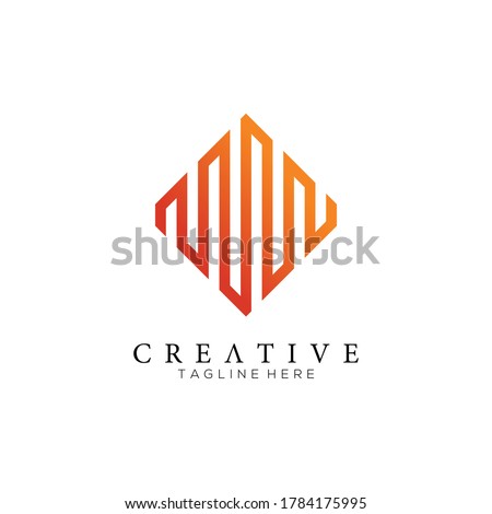Minimalist trendy shapes, simple universal geometric orange logo template