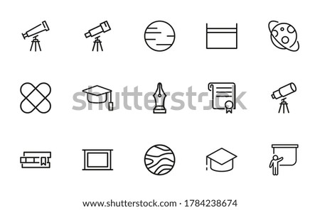 Set of school related vector line icons. Premium linear symbols pack. Vector illustration isolated on a white background. Web symbols for web sites and mobile app. Trendy design.