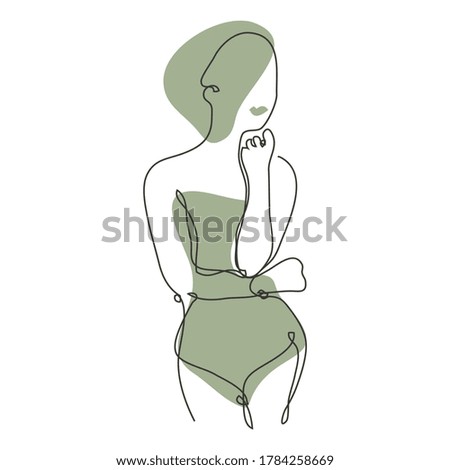 Decorative hand drawn woman silhouette, design element. Can be used for cards, invitations, banners, posters, print design. Continuous line art style