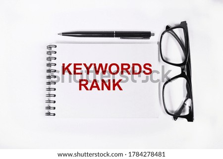 Keywords rank. business concept text on a white background